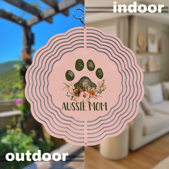 Pink Australian Shepherd Gifts Aussie Dog Mom Wind Spinner with Swivel Hook - Picture 3 of 3